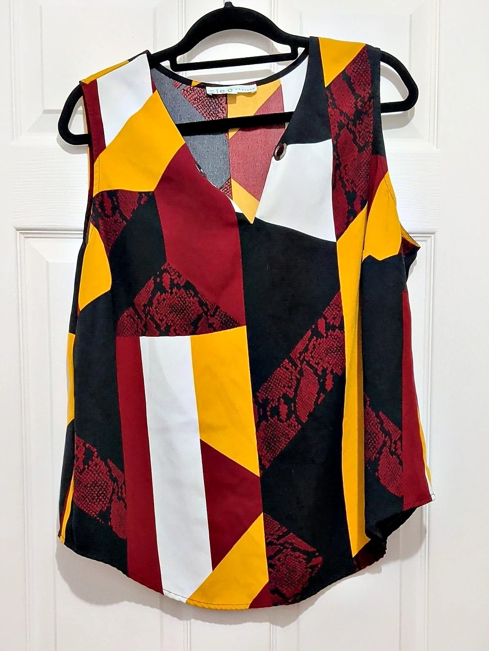 Cleo Women's Geometric Tank Top in Black & Yellow